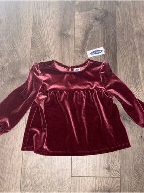 Old Navy Girls' Velvet Long-Sleeve Top Burgundy